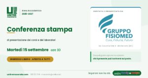 Locandina UniTre Macerata: conferenza stampa di presentazione dei corsi e dei laboratori, martedì 15 settembre alle 10 presso Gruppo Fisiomed a Sforzacosta, ingresso libero