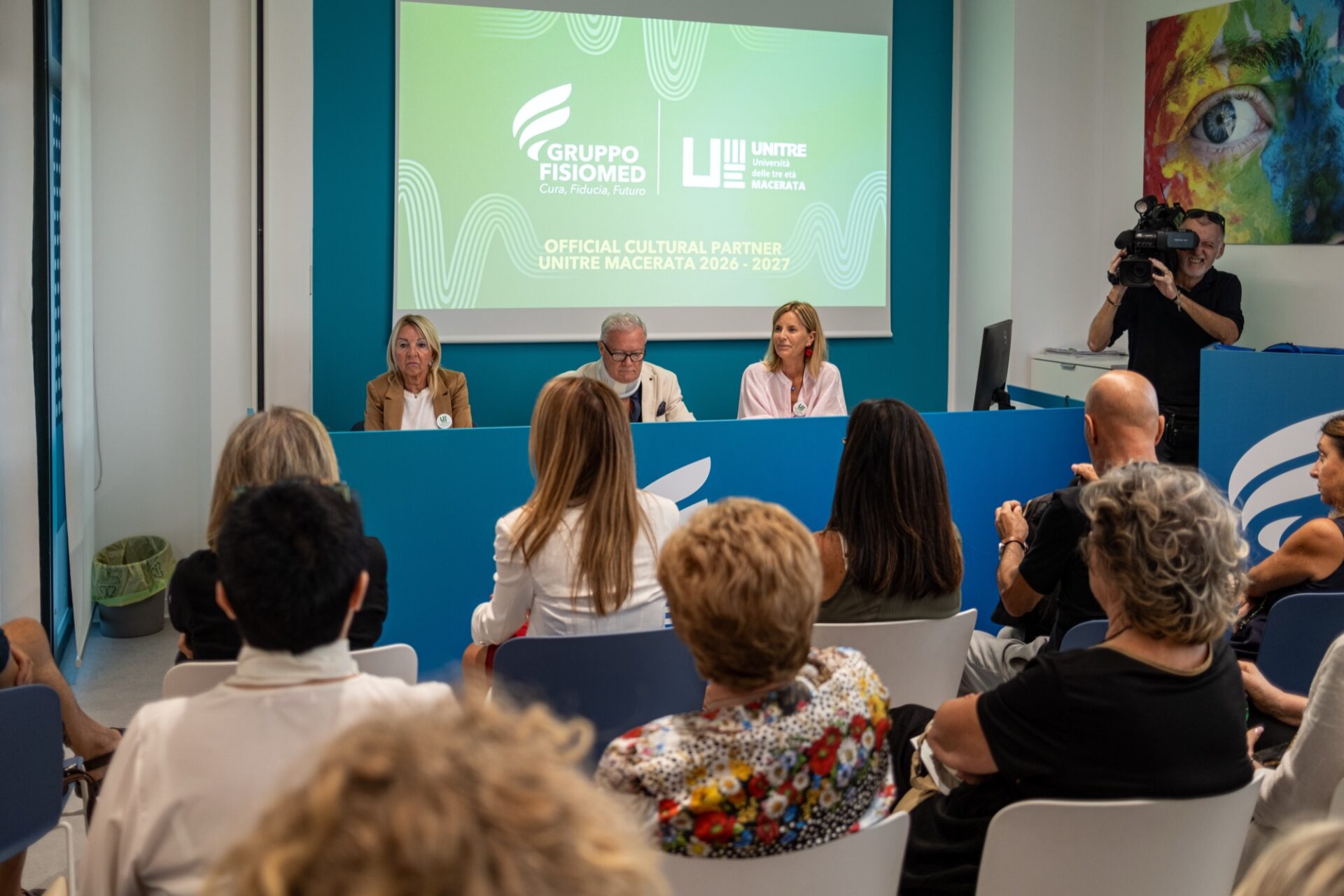 Foto della conferenza stampa UniTre Macerata del 15 settembre 2026, presso Gruppo Fisiomed a Sforzacosta